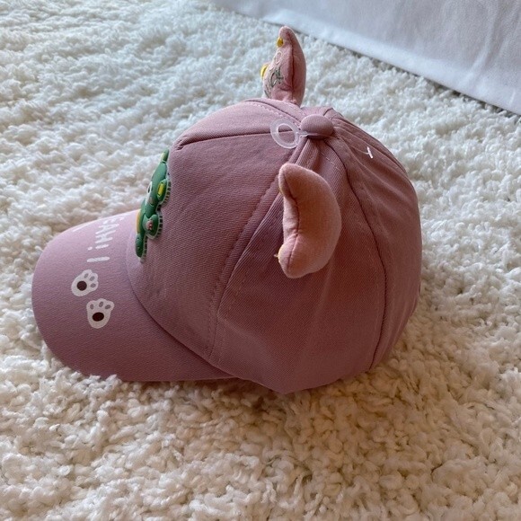 Children's Ball Cap. Light Purple. One Size. Bear Design. Adjustable Velcro. - Picture 7 of 8